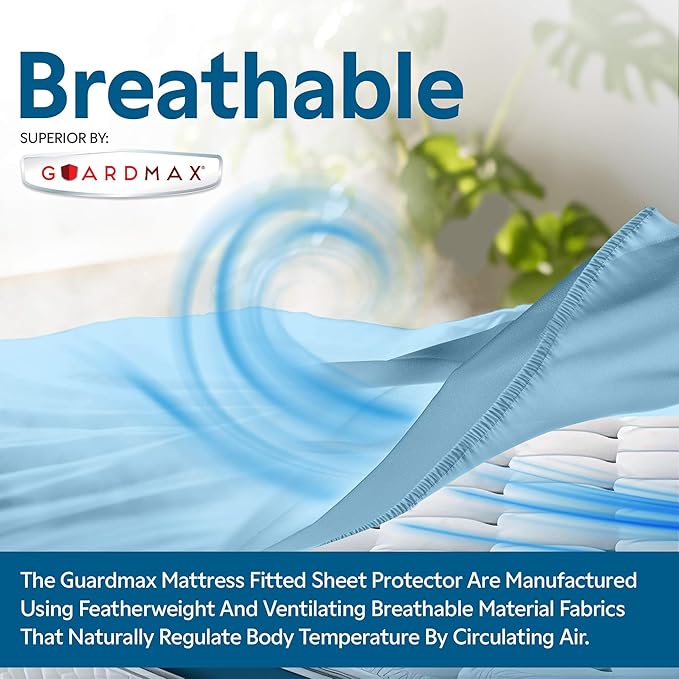 Guardmax Jersey Knitted Full Size Mattress Protector - Waterproof & Dust Mite Proof Mattress Cover with Stretchable Pockets - Soft, Comfortable, & Noiseless Waterproof Fitted Sheet.(54 x 75 x 13)