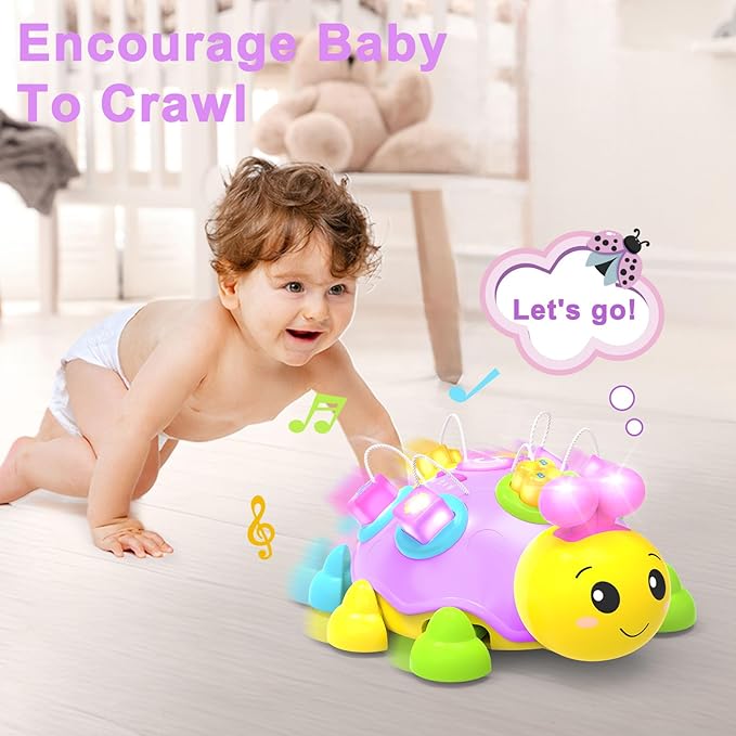 Musical Ladybug Baby Toys 6-12 Months, Infant Early Educational Learning Toy for 1+ Year Old Girl, First Birthday Gift Toys for 7 8 9 10 11 Months Newborn Girls (Purple)