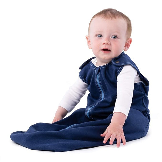 Baby Deedee Cotton Sleep Nest Basic Sleeping Sack, Baby Sleeping Bag Wearable Blanket, Newborn and Infants, Deep Sea Blue, Small (0-6 Months)