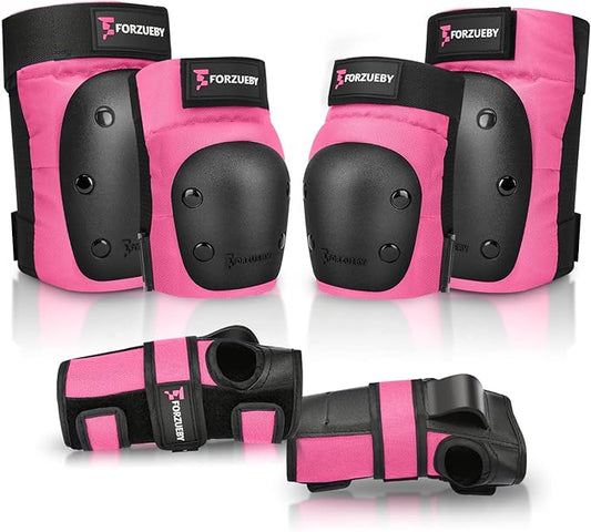 Adult/Kids Knee Pads Elbow Pads Wrist Guards 6 in 1 Protective Gear Set for Inline Roller Skating Skateboarding Scooter BMX etc.