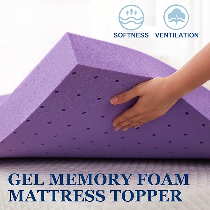 SINWEEK 3 Inch Gel Memory Foam Mattress Topper Ventilated Soft Pressure Relieve Mattress Pad, Breathable Bed Topper, CertiPUR-US Certified, Full Size