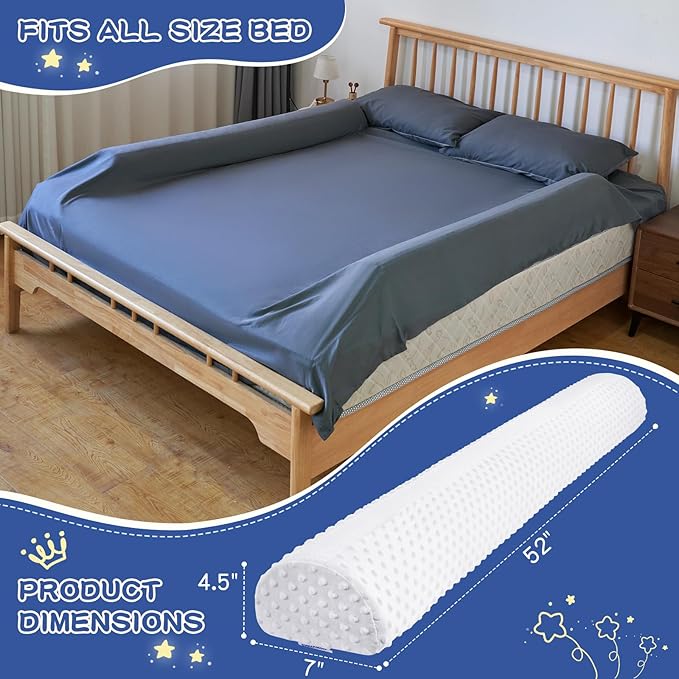 Bed Bumpers for Toddlers Foam Bed Rail for Toddlers 2 Pack Bed Rails Bumper for Queen, King, Twin, Full-Size Bed with Non-Slip Machine Washable Cover