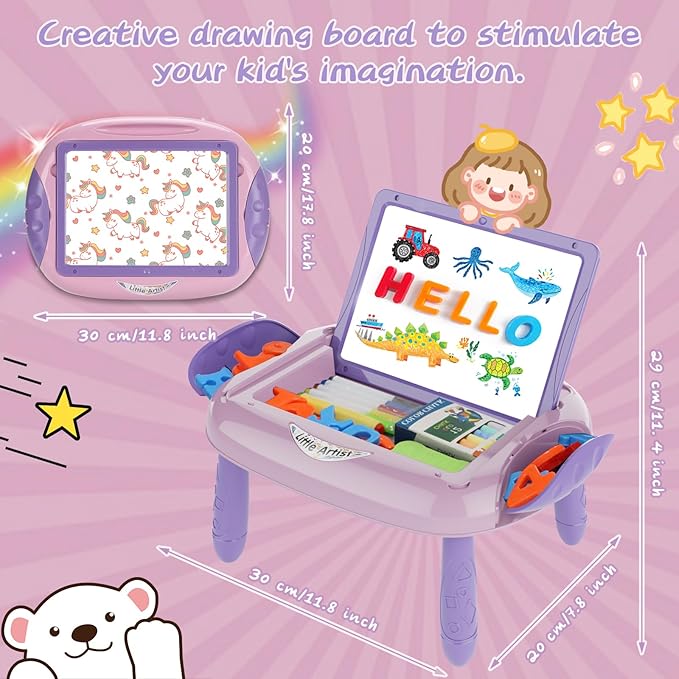 Gifts for 1-2 Year Old Girls,Toddlers Toys with Magnetic Letters and Numbers, Art Easel for Kids 1 2 Year Old, Girl Birthday Christmas Gifts (Purple)