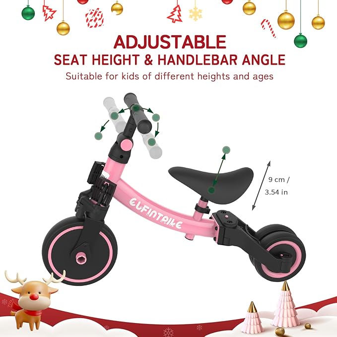 besrey 5 in 1 Toddler Bike for 1 Year to 4 Years Old Kids, Toddler Tricycle Kids Trikes Tricycle, Toys for Boy & Girl, Balance Training, Removable Pedals