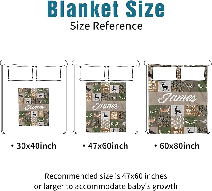 Custom Name Crib Bedding Set 3-Piece – Multi-Grid Deer Design Baby Bedding Set with Personalized Soft Blanket, Fitted Sheet, Changing Pad Cover – Ideal Newborn Gift for Boys and Girls