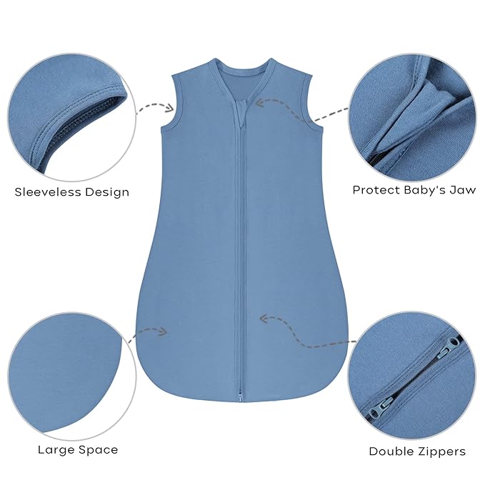 Yoofoss Baby Sleep Sack 18-24 Months Baby Wearable Blanket 100% Organic Cotton 2-Way Zipper TOG 0.5 Toddler Sleeping Sack Lightweight