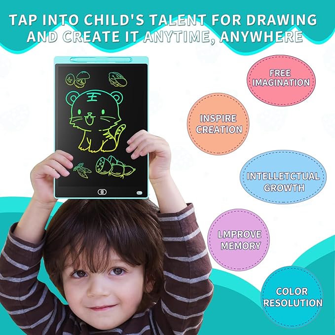 [2 Pack] Genialba LCD Writing Tablet 8.5-Inch Colorful Doodle Board, Toddler Learning Educational Toys Gifts for 3-8 Years Old Girls and Boys, Electronic Drawing Pad for Kids (Blue&Green)