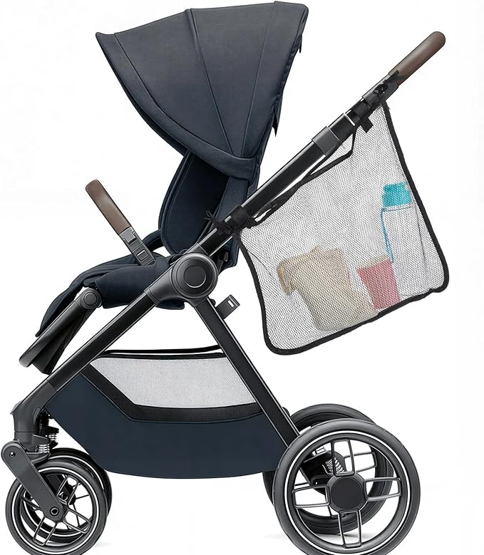 Thinp Side Sling Stroller Organizer, Mesh Stroller Cargo Net Storage Bag Universal Strollers Caddy Bag Accessories Fits for Uppababy, Nuna, MINU, Butterfly (Black)