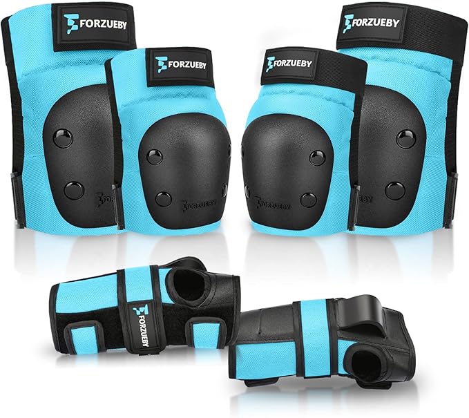 Adult/Kids Knee Pads Elbow Pads Wrist Guards 6 in 1 Protective Gear Set for Inline Roller Skating Skateboarding Scooter BMX etc.