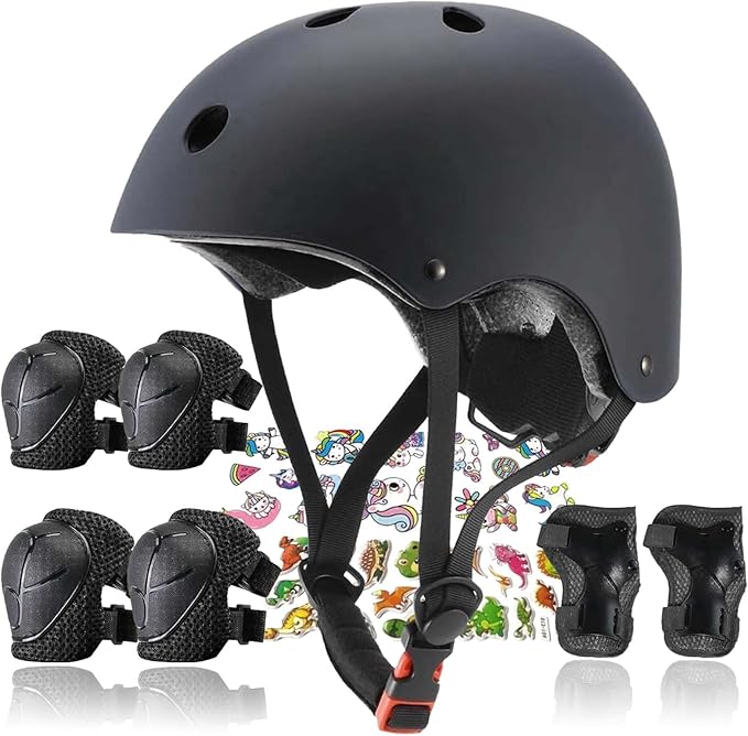 Kids Helmet,Toddler Skateboard Helmets for Ages 2-3-5-8-14 Years Boys Girls with Knee and Elbow Pads Wrist Guards fit Roller Skates,Skateboarding,Skating Scooter Adjustable Kids Helmet