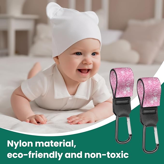 Stroller Straps, Mommy Hooks Diaper Bags, Universal Shopping cart, Wallet, Backpack - 2 Packs (Shining Brightly)