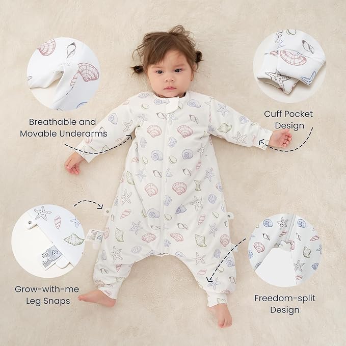 kaiya baby Unisex Toddler Sleep Sack with Feet 1.0 Tog Split Legs Sleep Sack 6-18 Months, Sleep Bag Walker, Gifts for Boys & Girls, Shell