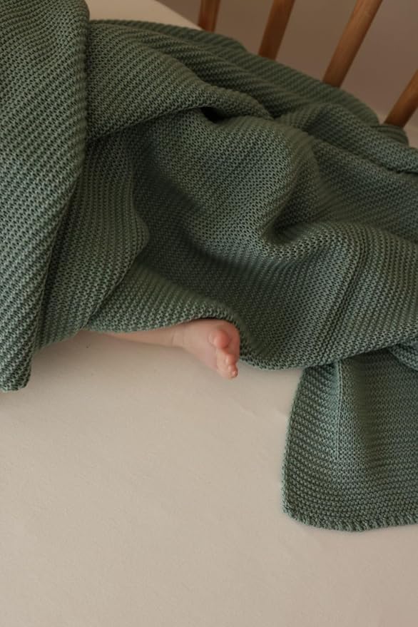 Alina Baby Soft Knitted Blanket, 31 x 39 in, Green, Soft and Breathable, Oeko-Tex Certified, Lightweight and Cuddly, Perfect for Newborns, Toddlers, Cot, Pram