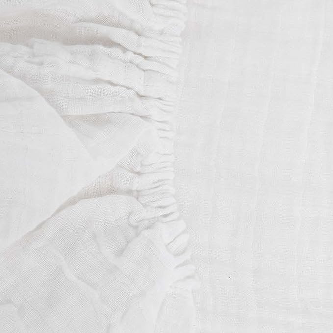 Little Unicorn 100% Natural Organic Cotton Muslin Crib Sheets | Breathable, Naturally Soft Fabric (White)