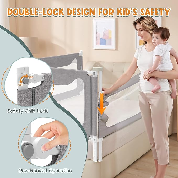 G TALECO GEAR Bed Rail for Toddlers, Stable Protective Bed Side Rails, Baby Bedrail Guard for Twin Full Queen & King Size Bed ((3 Sides for Twin Size) 74.8x74.8x39 Inch)