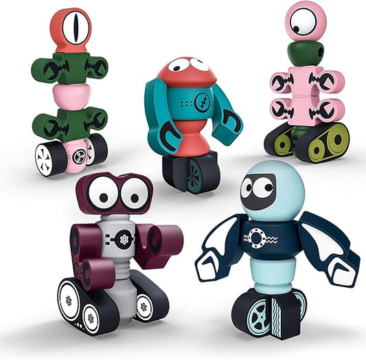 Gifts2U Magnetic Robots, 35PCS Magnetic Blocks Set for Kids with Storage Box, Stacking Robots Toy STEM Educational Playset for Boys and Girls Ages 3-6 Style A