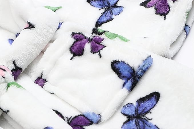Umeyda Girls Fleece Hooded Robes, Warm Printed Bath Robe for Kids Soft Fuzzy Bathrobe for Gifts