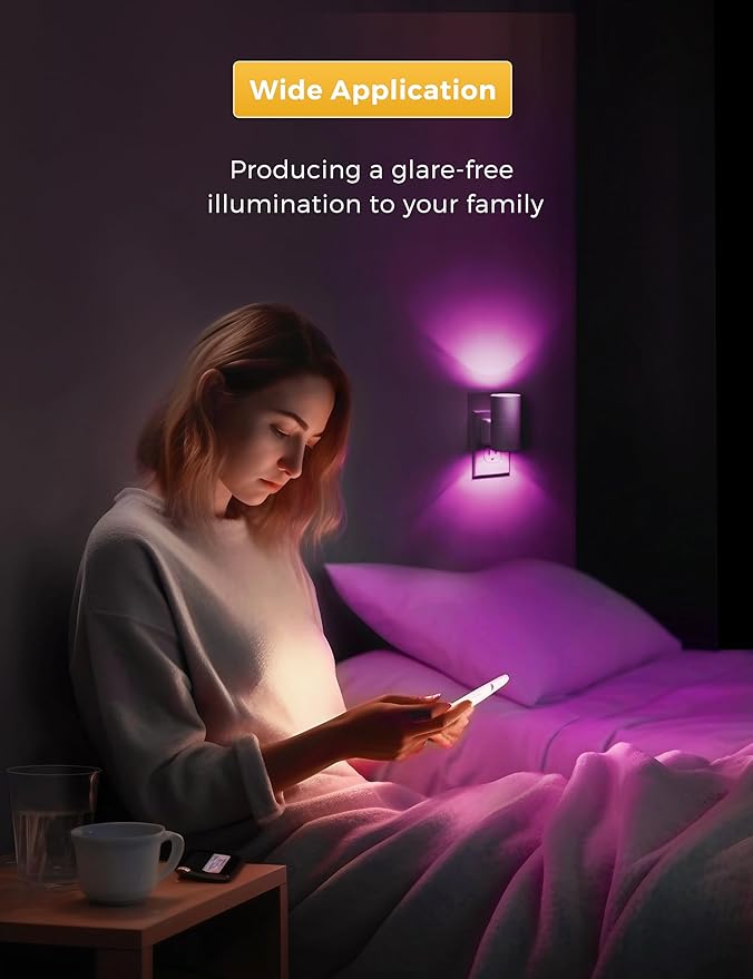 L LOHAS LED Night Light, Night Lights Plug into Wall, Color Changing Nightlight RGB with Light Sensor, Home Decor for Gifts Holiday, Hallway Bedroom Kids Room, Christmas Halloween, 2 Pack
