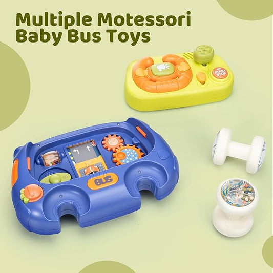 Interactive Musical Driving Toy with Lights & 14 Melodies – Portable Sensory Steering Wheel for Infants. Early Learning Travel Activity Center for 6-18 Month Olds