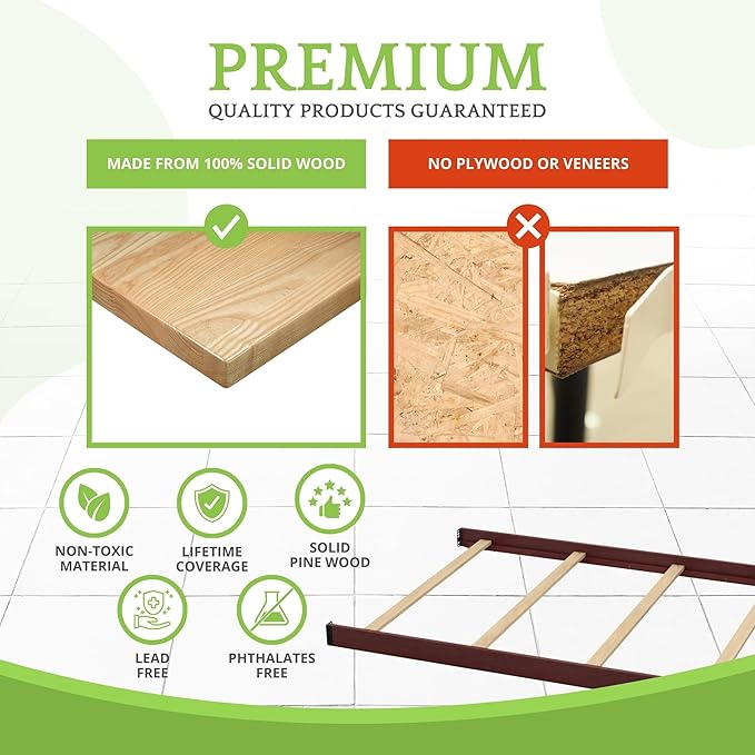 Full-Size Conversion Kit Bed Rails Compatible with Delta Children Convertible Cribs - Solid Wood Rail #0050 - Toddler and Adult Bed Rail for Full-Size Beds - Baby Furniture (Espresso Cherry - 205)