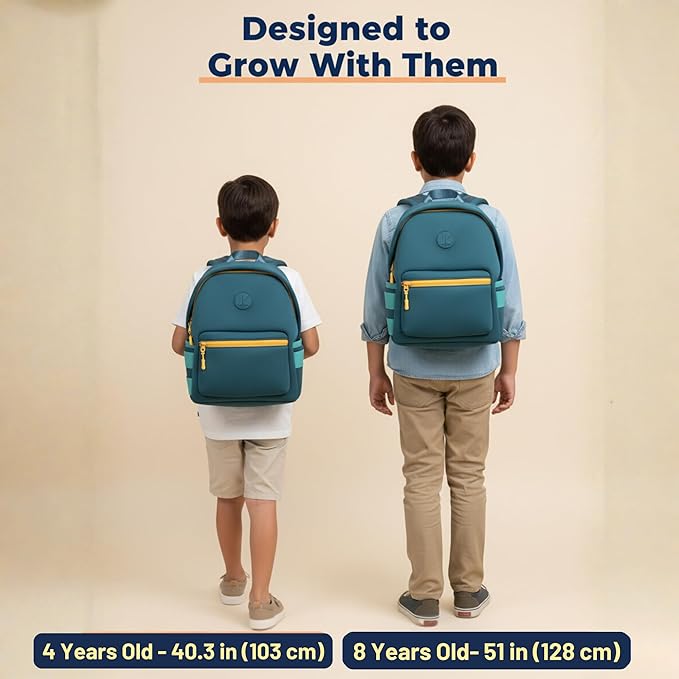 Kaywee 3pc Neoprene Kids Backpack SET 13inch | 2 zipper pouch & AirTag holder for kids | Preschool backpack for school | BLUE Toddler backpack boy and girl Ages 3-8