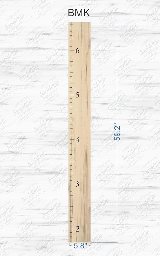 Farmhouse Style Wooden Kids Growth Chart Ruler for Boys and Girls (Weathered White - BMK)