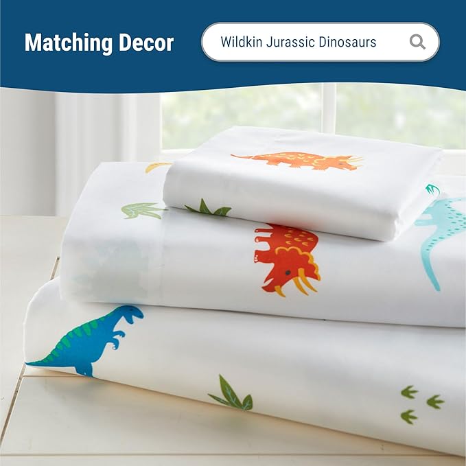 Wildkin Kids 100% Microfiber Crib Sheet – Soft, Breathable Fitted Sheet - Jurassic Dinosaurs