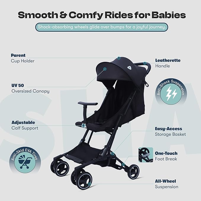 ShaHa® Lightweight Stroller For Toddlers, Travel Stroller For Airplane With One-Hand Fold, Baby Umbrella Strollers With Large Sun Canopy And Reclining Backrest, Portable Strollers Included Travel Bag