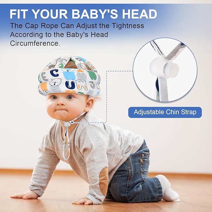 Accmor Baby Helmet for Crawling Walking, No Bumps Safety Toddler Head Protector, Breathable Infant Headguard Cap with Soft Cushion, Cute Adjustable Child Protection Hat for 6-24 Months Boys Girls