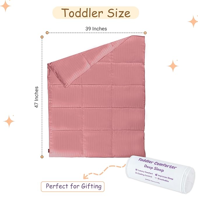 ZPECC Toddler Down Alternative Comforter, 39x47 Hypoallergenic Baby Blanket Quilt, Soft Breathable Lightweight All Season Kids Duvet Insert for Crib Stroller Cot Daycare, Dusty Rose