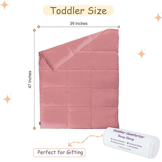 ZPECC Toddler Down Alternative Comforter, 39x47 Hypoallergenic Baby Blanket Quilt, Soft Breathable Lightweight All Season Kids Duvet Insert for Crib Stroller Cot Daycare, Dusty Rose