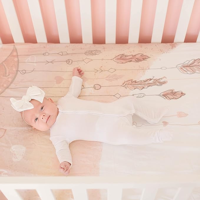 JumpOff Jo - Fitted Crib Sheet, Super Soft 100% Cotton Sheet for Standard Crib Mattresses and Toddler Beds, 28 in. x 52 in, Storytelling Designs - Rainbow Dream Catcher