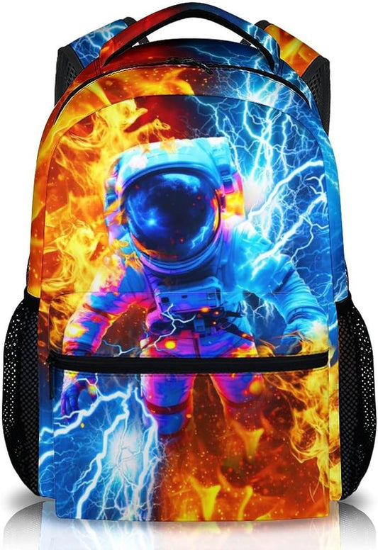 CustomWish Boys Backpack, Astronaut Backpacks for Kids Teens School, Cool Back to School Supplies, 17 Inch Lightweight Durable Bookbag for Travel Work