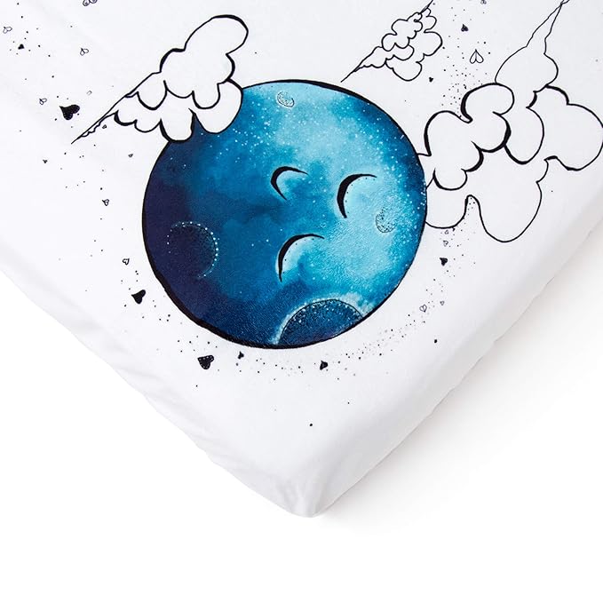 JumpOff Jo - Waterproof Baby Crib Sheet - Super Soft Breathable Minky Fabric, TPU Stain Protector, Baby Crib Sheet for Standard Crib Mattresses and Toddler Beds, 28"x52" - Mama Bear Blue
