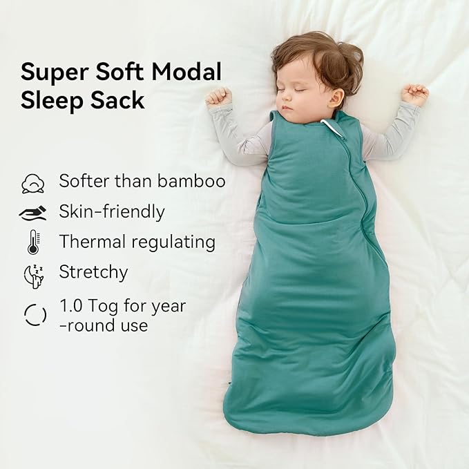 BubblePanda Modal Sleep Sack 2t-3t 1.0 Tog Super Soft Toddler Sleep Sack 24-36 Months for Babies 2-Way Zipper Baby Wearable Blanket