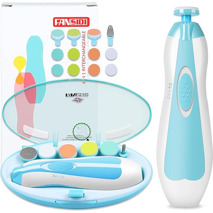 FANSIDI Baby Nail Trimmer Electric – Easy & Safe Baby Nail File Kit, Quiet LED Light, Multiple Speeds & Pads for Newborns, Infants, Toddlers & Adults, Perfect Baby Shower Gift