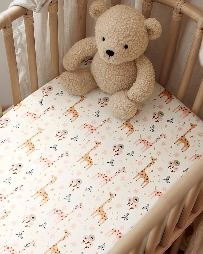 Pack and Play Sheets Fitted, Mini Crib Sheets 2-Pack for Pack N Play Mattress, Stretchy Playpen Sheet for Boys Girls, Softness and Breathable, 38" x 26"