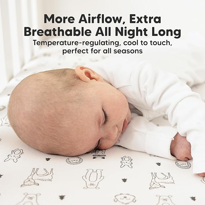KeaBabies 2-Pack Fitted Crib Sheets for Boys, Girls, Baby - Soft Bamboo Viscose Cotton, 52x28 Standard Crib Mattress Sheets, Toddler Bed Mattress Cover, Gender Neutral, Breathable, Durable (Woodland)