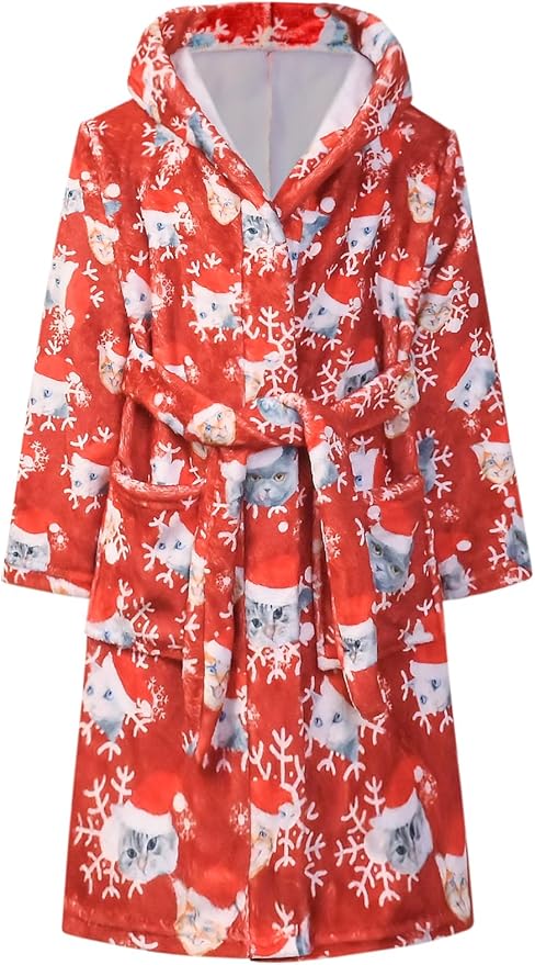 QPANCY Girls Robe Kids Bathrobes Soft Plush Fleece Pajamas Sleepwear