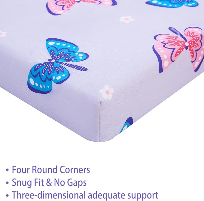 Viviland 38" x 26" Toddler Mattress, Premium Baby Mattresses Soft Pack n Play Mattress for Pack & Play- Butterfly