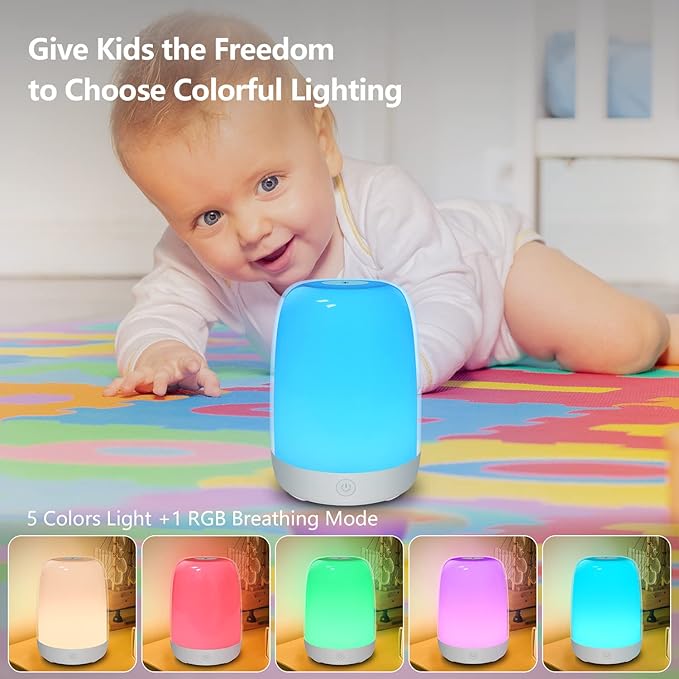 Dremkit Nursery Light for Kids, Baby Night Light with Dimmable Warm & 5 Color Changing Lights, USB Rechargeable Lamp for Breastfeeding, Toddlers