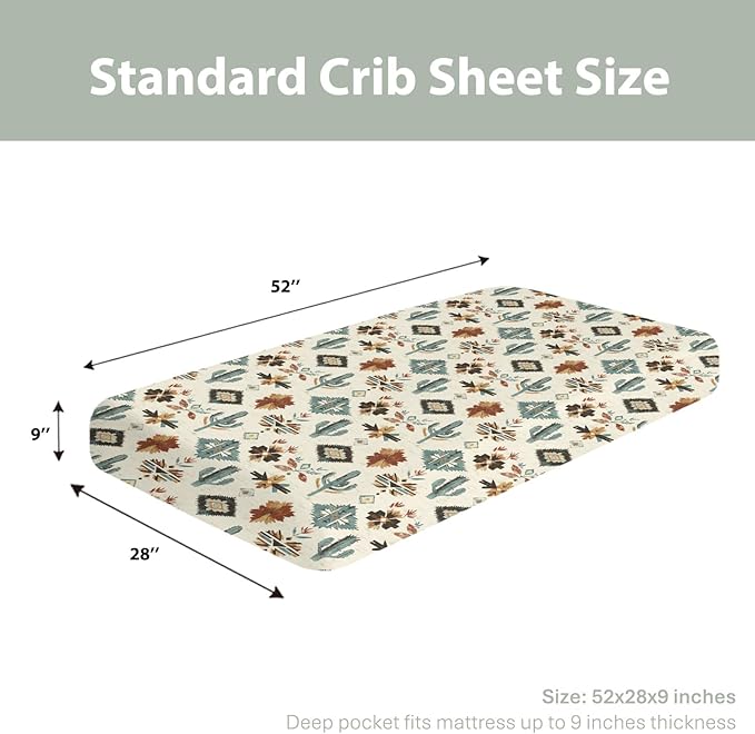 Tribal Cactus Totem Baby Crib Sheets for Boy Girl 28"x52" Vintage Cactus Soft Stretchy Fitted Crib Mattress Covers Western Cactus Nursery Baby Sheets for Standard Crib and Toddler Bed Mattress