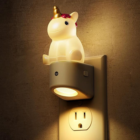 L LOHAS LED Plug-in Night Light for Kids, Cute Color Changing LED Night Light with Dusk to Dawn Sensor, Christmas, Birthday Gift Nightlight for Girls & Kids, Room Decor