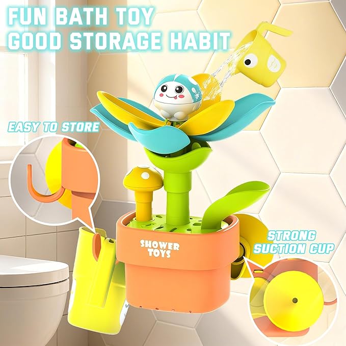 Magic Growing Bath Toy for Toddlers 1-3 | Interactive Watering Can with Blooming Flowers & Rising Mushrooms | Fun Sensory Bathtub Game for Kids 18M+ | Ideal Gift for Christmas & Birthdays