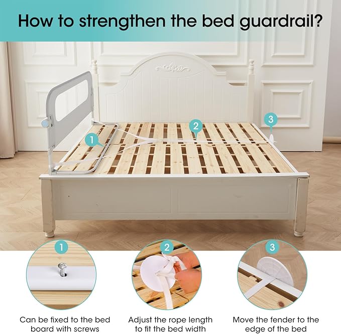Baby Bed Rail Guard for Toddlers - 78" Toddler Bed Rails for Twin, Full, Queen, King Bunk Size Bed Swing Down Bedrail Extral Tall Child Safety Side Railing Guards for Kids Gray