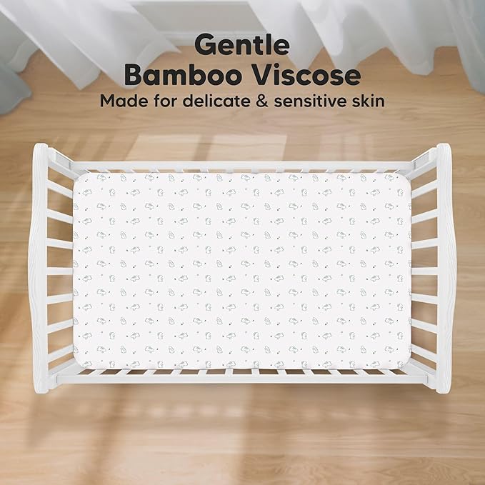 KeaBabies 2-Pack Baby Crib Sheets for Boys, Girls - 52x28 Viscose Derived from Bamboo Toddler Bed Sheets Neutral, Fitted Crib Mattress Cover for Standard Baby Bedding, Soft & Cozy (Bunnies)