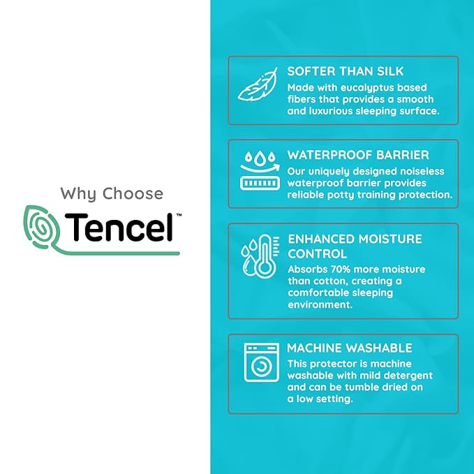 PUREgrace Tencel Mattress Protector (Crib & Toddler) – Waterproof, Noiseless, Breathable Cover with Deep-Pocketed Corners for Cribs and Toddler Mattresses