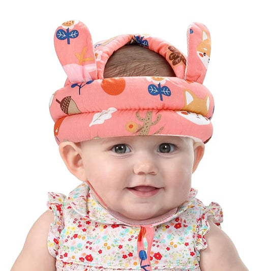 Baby Head Protector with Jaw Guard, Accmor Cute Baby Helmet for Crawling Walking Running, Breathable Protective Cap Infant Baby Headguard Soft Cushion, Anti-Collision Toddler Helmets for 6m-24m Girls