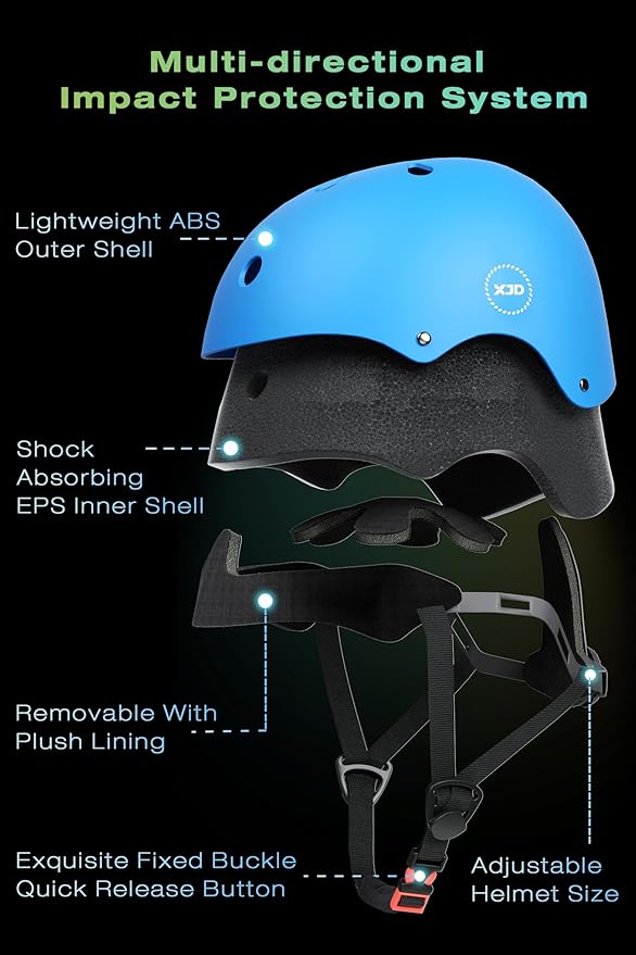 XJD Kids Bike Helmet,Multi-Sport Protective Gear Set for 3-5-8-14 Years Boys Girls with Knee and Elbow Pads Wrist Guards fit Roller Skates,Cycling,Skateboarding,Christmas Birthday Gifts for Kids