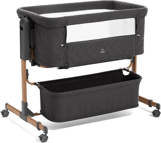 3 in 1 Baby Bassinet, Rocking Bassinet, Bedside Bassinet, 6-Height Adjustable, Bassinet Bedside Sleeper for Baby with Comfy Mattress, Breathable Mesh, Large Storage Basket